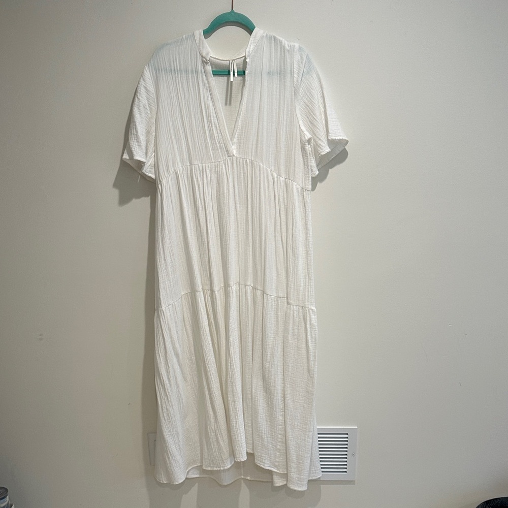 Anthropologie White Cotton Dress - Medium